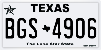TX license plate BGS4906