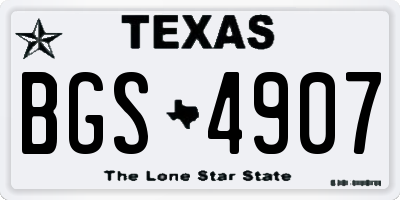 TX license plate BGS4907