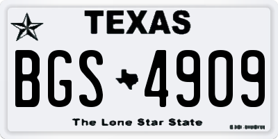 TX license plate BGS4909