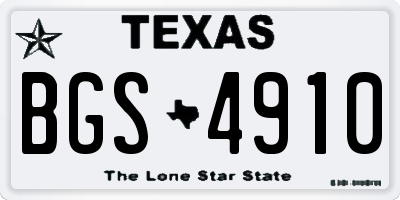 TX license plate BGS4910