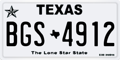 TX license plate BGS4912