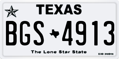 TX license plate BGS4913
