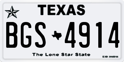 TX license plate BGS4914