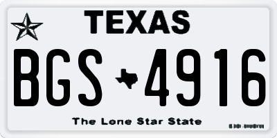 TX license plate BGS4916