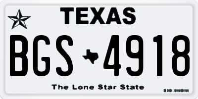 TX license plate BGS4918