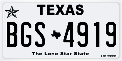 TX license plate BGS4919