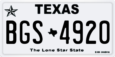 TX license plate BGS4920