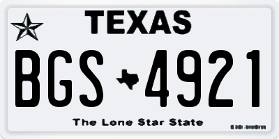 TX license plate BGS4921
