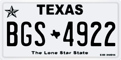 TX license plate BGS4922
