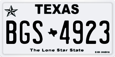 TX license plate BGS4923
