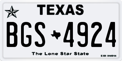 TX license plate BGS4924