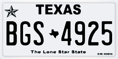 TX license plate BGS4925