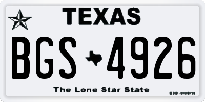 TX license plate BGS4926