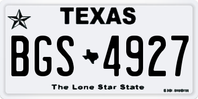 TX license plate BGS4927