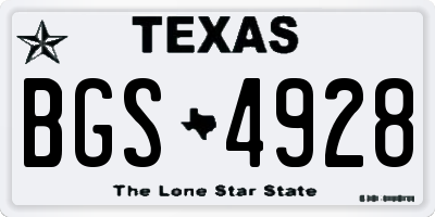 TX license plate BGS4928