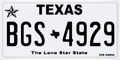 TX license plate BGS4929