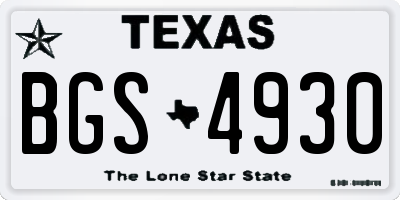 TX license plate BGS4930