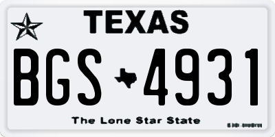 TX license plate BGS4931