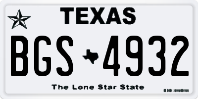 TX license plate BGS4932