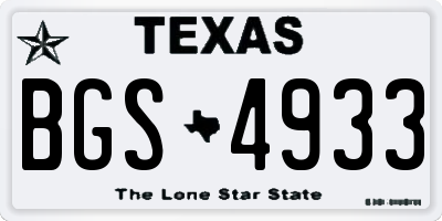 TX license plate BGS4933