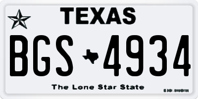 TX license plate BGS4934