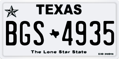 TX license plate BGS4935