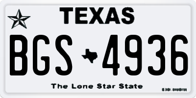 TX license plate BGS4936