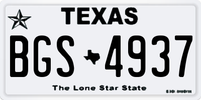 TX license plate BGS4937