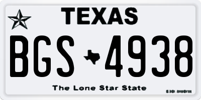 TX license plate BGS4938