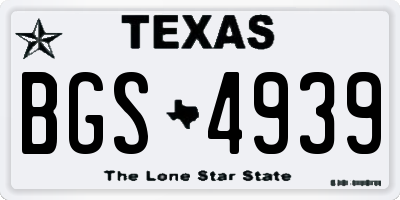 TX license plate BGS4939