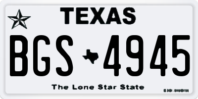 TX license plate BGS4945