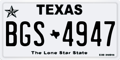 TX license plate BGS4947