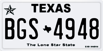TX license plate BGS4948