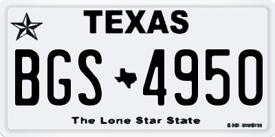 TX license plate BGS4950