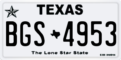 TX license plate BGS4953