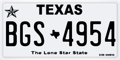 TX license plate BGS4954