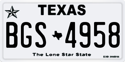TX license plate BGS4958