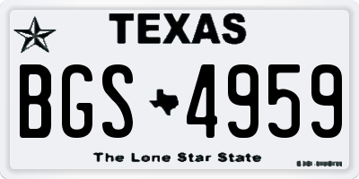 TX license plate BGS4959