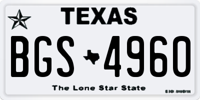 TX license plate BGS4960