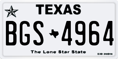TX license plate BGS4964