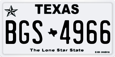 TX license plate BGS4966