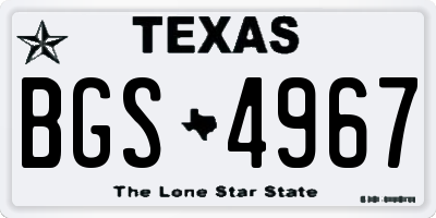TX license plate BGS4967