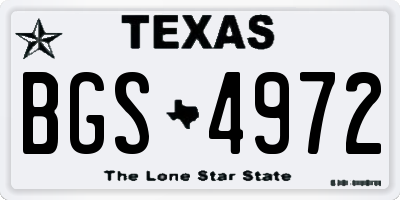 TX license plate BGS4972