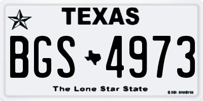 TX license plate BGS4973
