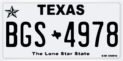 TX license plate BGS4978