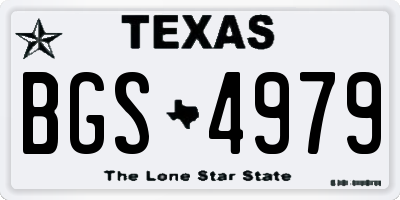 TX license plate BGS4979
