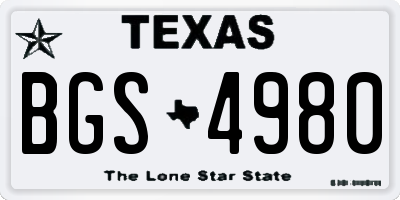 TX license plate BGS4980