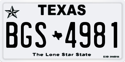 TX license plate BGS4981