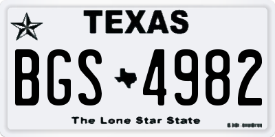 TX license plate BGS4982