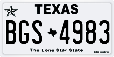 TX license plate BGS4983